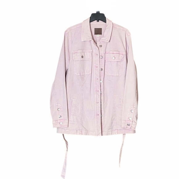 NWT Maurices Light Pink Belted Denim Trench Jacket Size 2X - Picture 4 of 13
